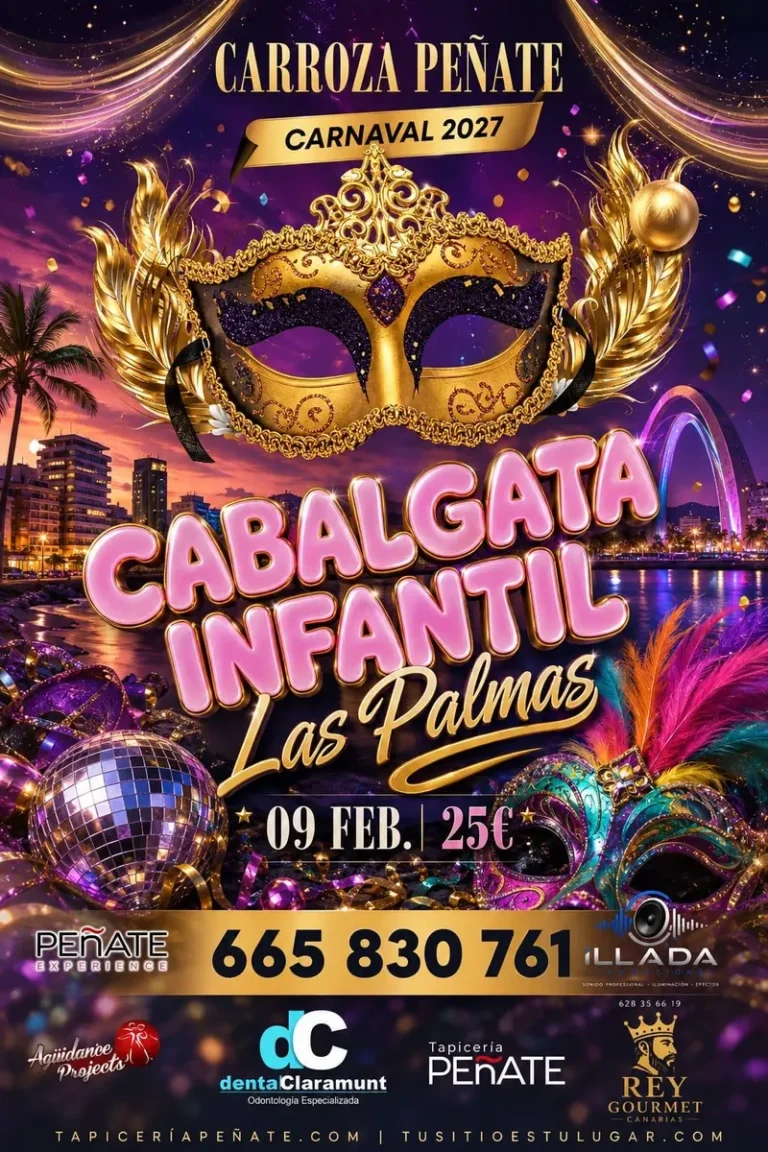 Cartel de la carroza Peñate en la Cabalgata infantil de Las Palmas 2027, 9 de febrero