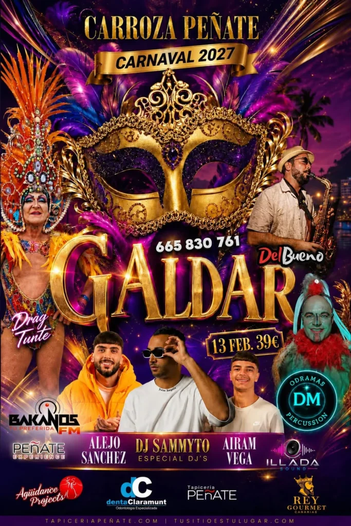 Cartel de la carroza Peñate en el Carnaval de Gáldar 2027, 13 de febrero