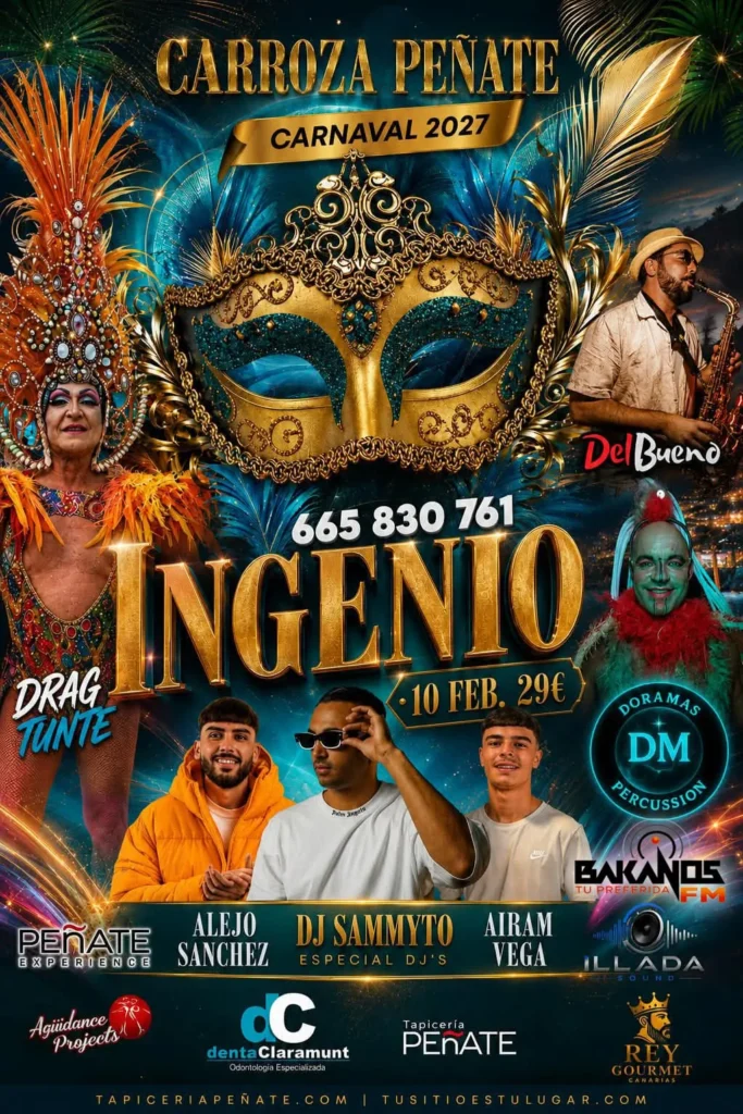 Cartel de la carroza Peñate en el Carnaval de Ingenio 2027, 10 de febrero