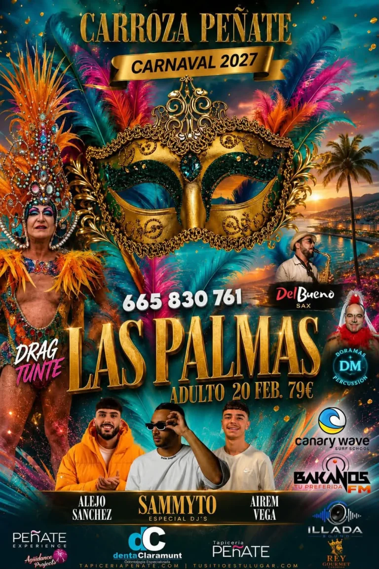 Cartel de la carroza Peñate en el Carnaval de Las Palmas 2027, 20 de febrero