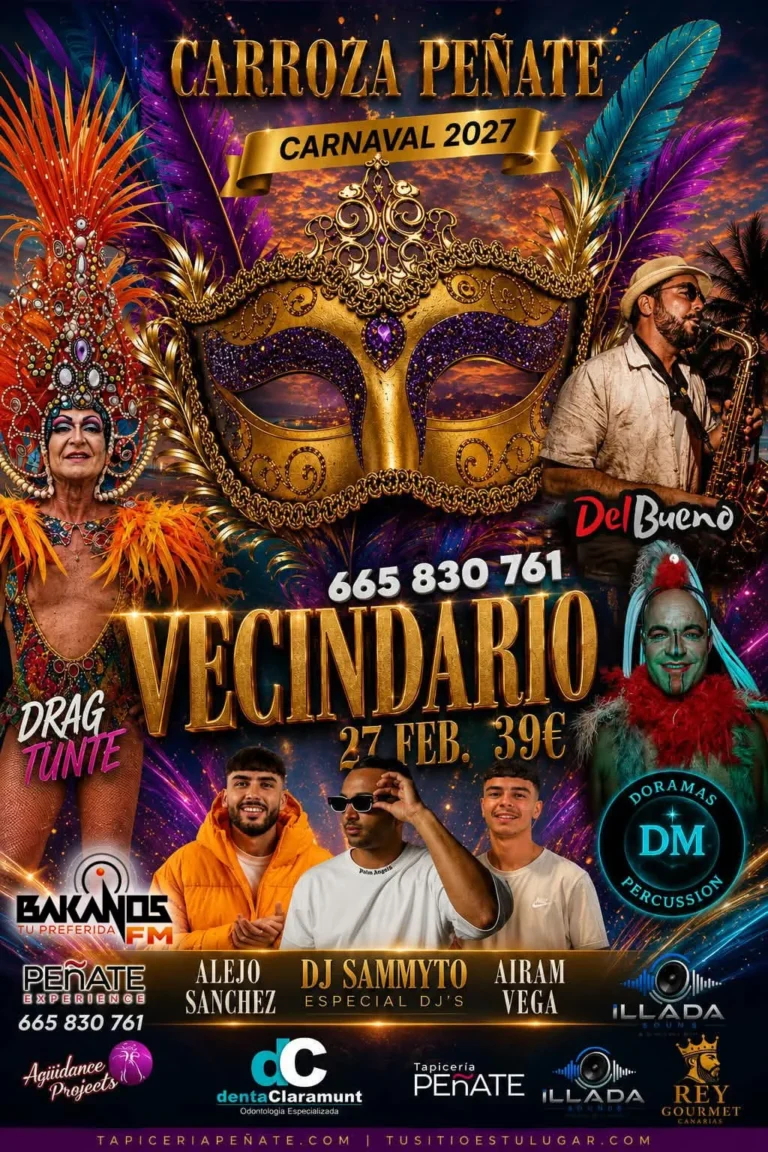 Cartel de la carroza Peñate en el Carnaval de Vecindario 2027, 27 de febrero