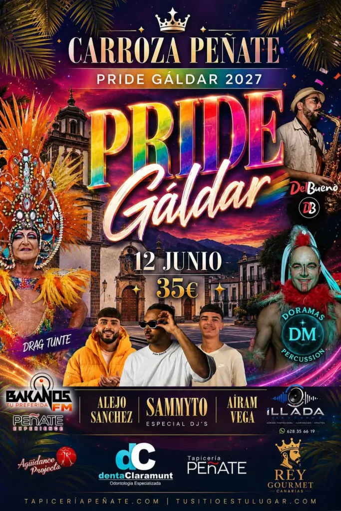 Cartel de la carroza Peñate en el Pride de Gáldar 2027, 12 de junio