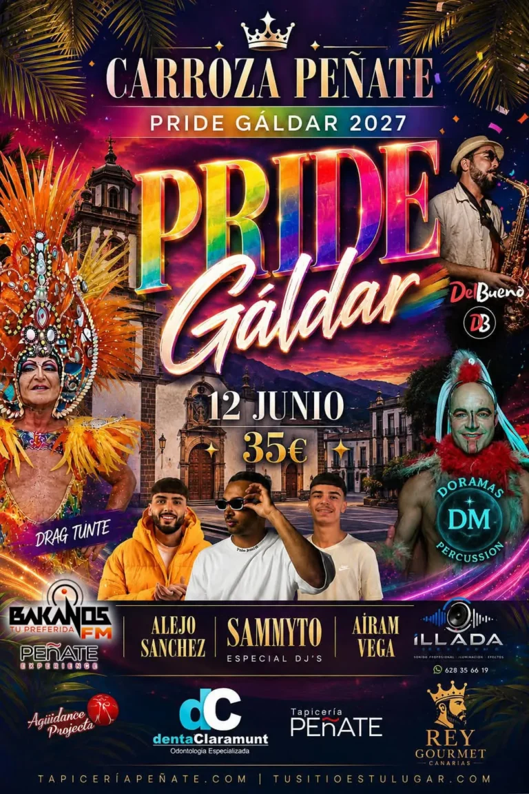 Cartel de la carroza Peñate en el Pride de Gáldar 2027, 12 de junio