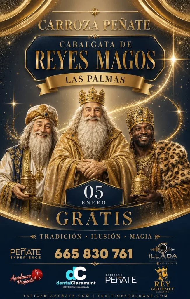 Cartel de la carroza Peñate en la Cabalgata de Reyes Magos de Las Palmas 2027, 5 de enero