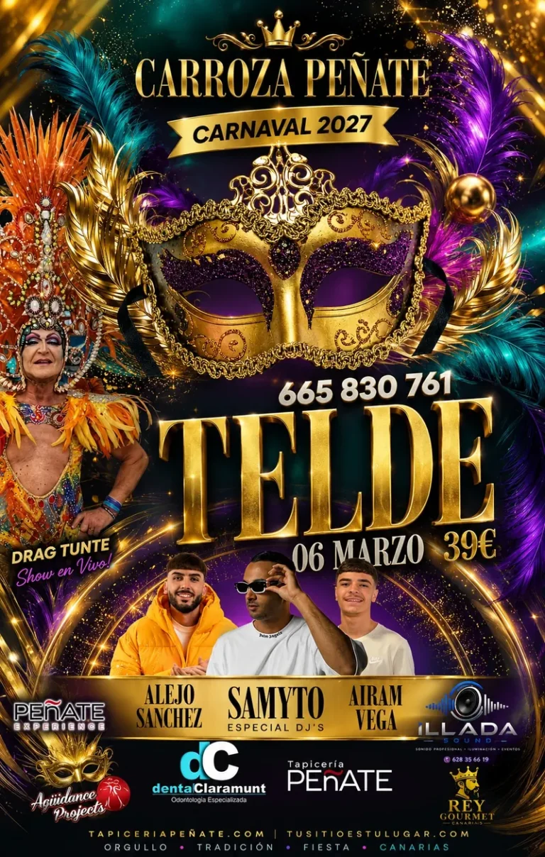 Cartel de la carroza Peñate en el Carnaval de Telde 2027, 6 de marzo